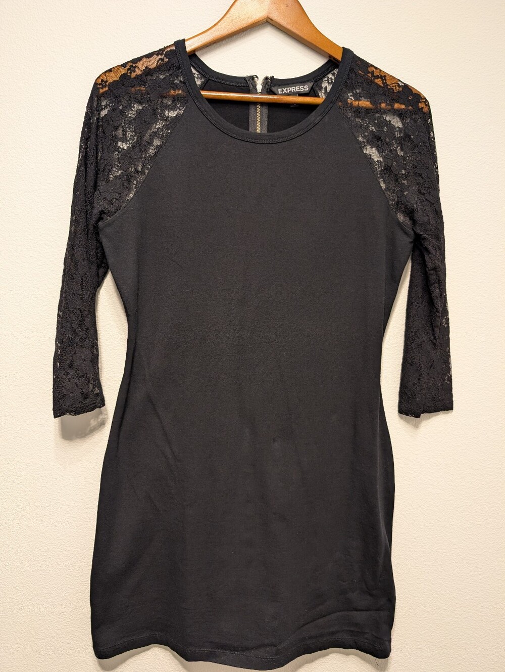 Express Black Lace 3/4 Sleeve Midi Dress